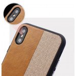 Wholesale iPhone X (Ten) Striped Hand Strap Grip Holder PU Leather Case (Brown)